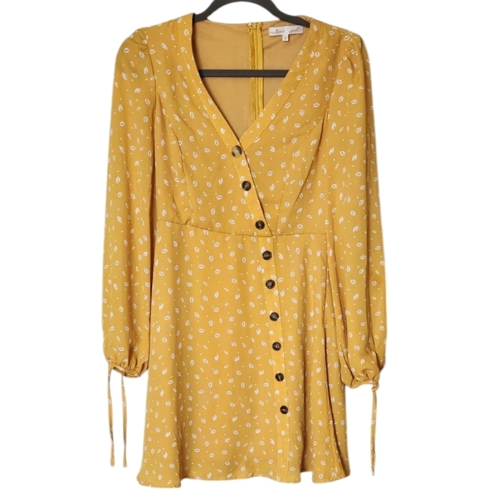 Yellow Floral Button-Down Dress